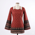 Bell Sleeve Ajrakh Kurti with Corset Detailing