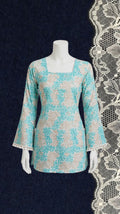 Mint Floral Printed Bell Sleeve Kurti