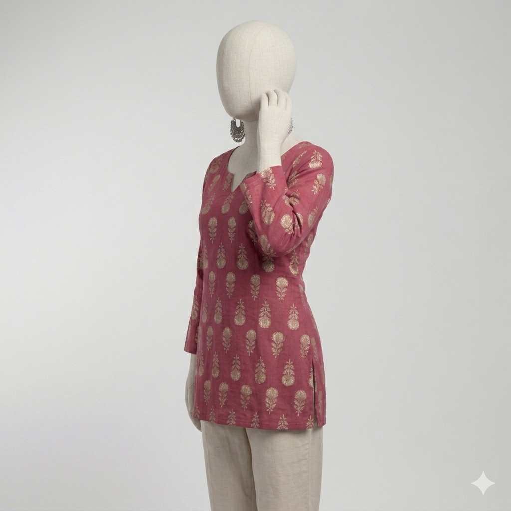 Magenta Lace-Up Kurta Set
